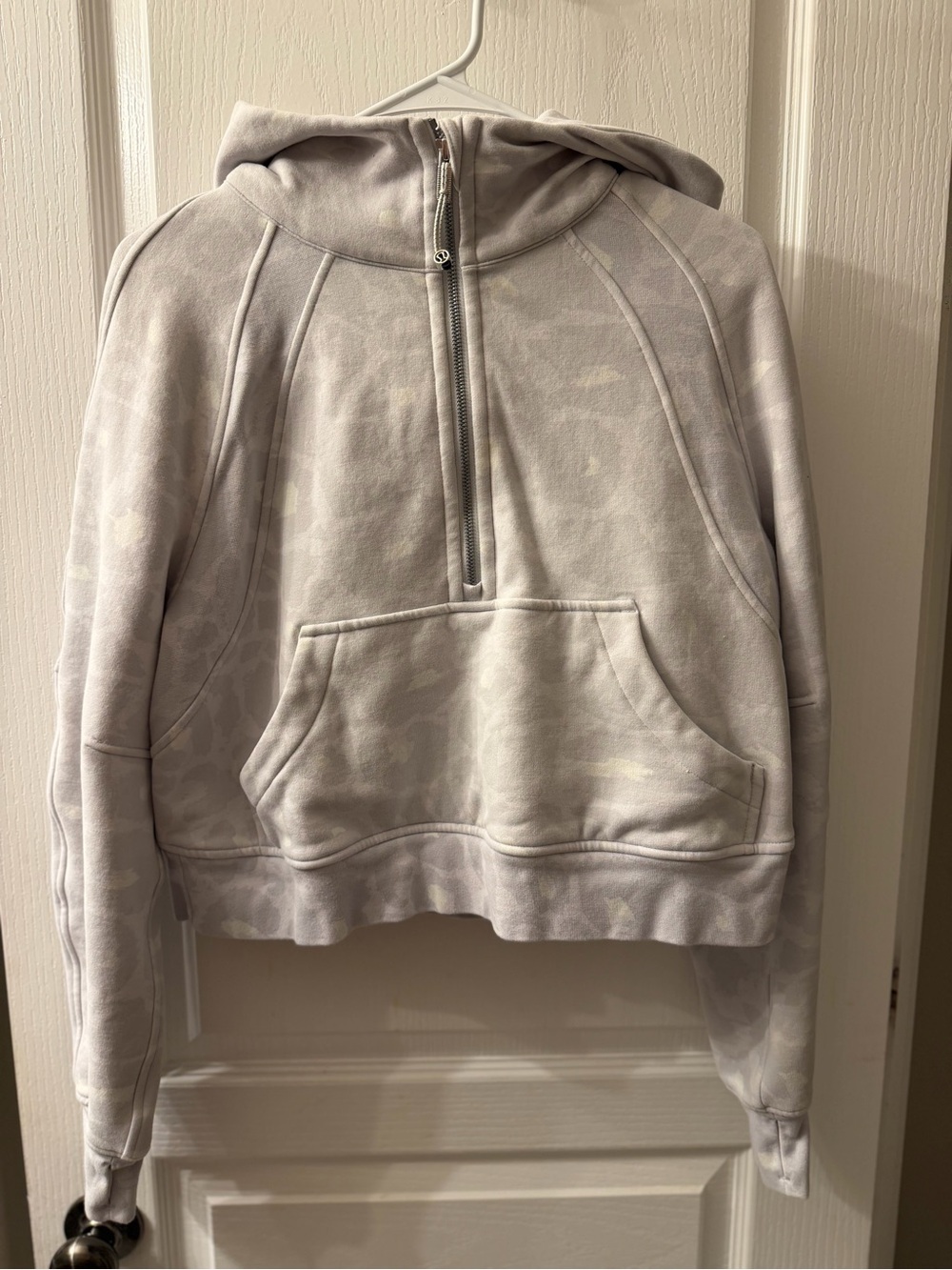 lululemon athletica Light Gray Camouflage Cowl Half-Zip Sweater